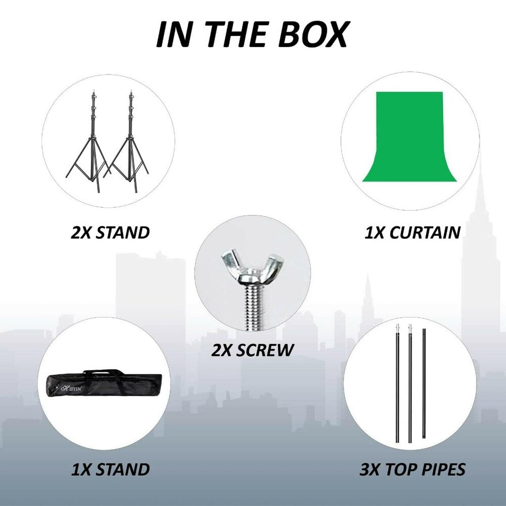 SUPERNIC Professional Backdrop Stand Kit (9ft*9ft) with Background Curtain (8*12) with stands and support system.