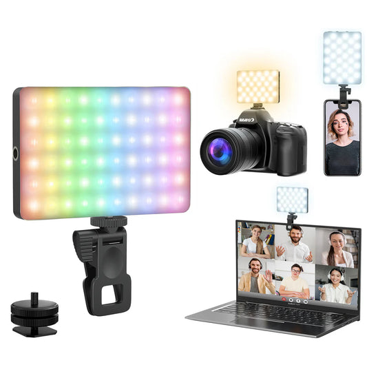 SUPERNIC M160 RGB Selfie light with mobile clip, hot shoe and type C cable. 2700k - 6500k colour temperature.