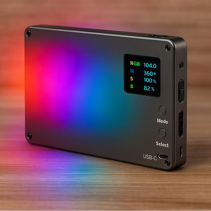 RGB LED Light with OLED Display, Adjustable Brightness & 360° Color Control, USB-C Charging, 21 Preset Effects, Multi-Scene Lighting for Photo & Video Shoots, portable RGB LED Video Light, 24 Effects, 2500K-9000K, 4000mAh