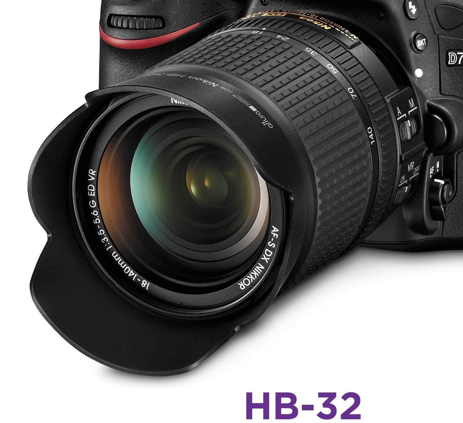 SUPERNIC Combo HB-32 Lens Hood + 67MM Lens Cap Compatible with Nikon 18-140mm f/3.5-5.6G Lens, 18-135mm f/3.5-5.6G Lens, 18-105mm f/3.5-5.6G Lens, 18-70mm f/3.5-4.5G Lens