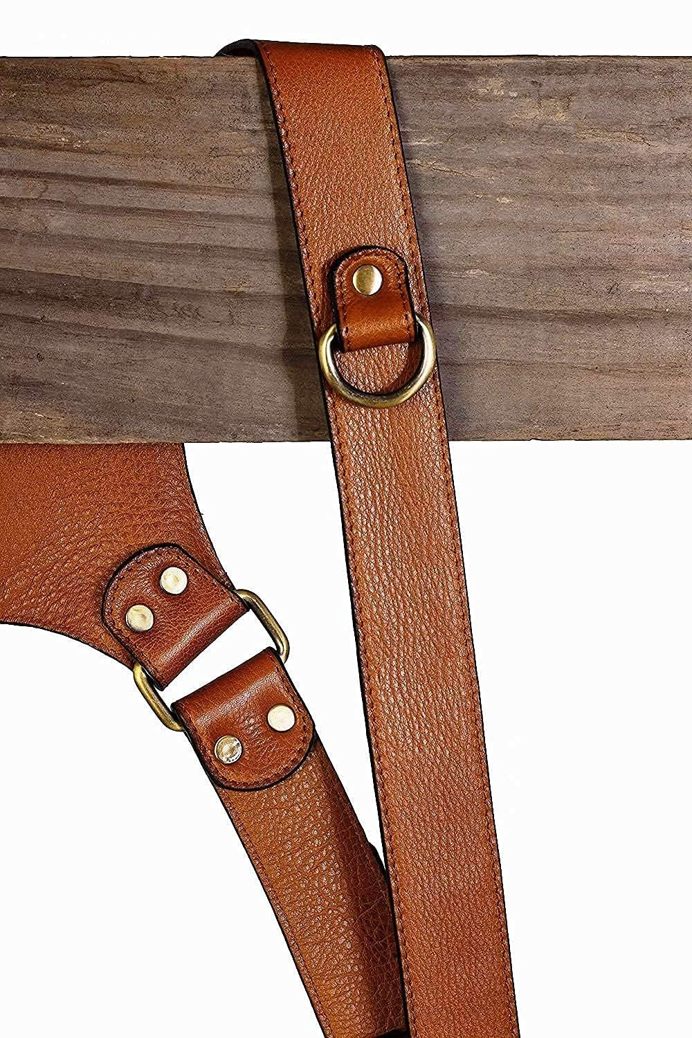 SUPERNIC Camera Strap for 2 Cameras/Dual Shoulder Leather Harness/Multi-Camera Gear for DSLR/SLR Classic Tan with microfiber cloth