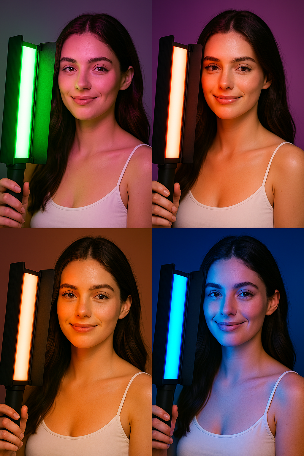 SUPERNIC Portable Stick RGB LED Light with Barn Doors Comes with a 10000mAh Built in Battery Pack and OLED display.