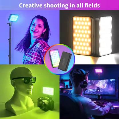 SUPERNIC M160 RGB Selfie light with mobile clip, hot shoe and type C cable. 2700k - 6500k colour temperature.