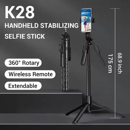 SUPERNIC K28 SELFIE STICK TRIPOD with wireless remote | 360 rotation | 175 cm long