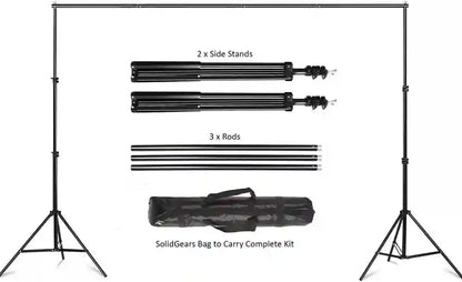 SUPERNIC Professional Backdrop Stand Kit (9ft*9ft) with Background Curtain (8*12) with stands and support system.