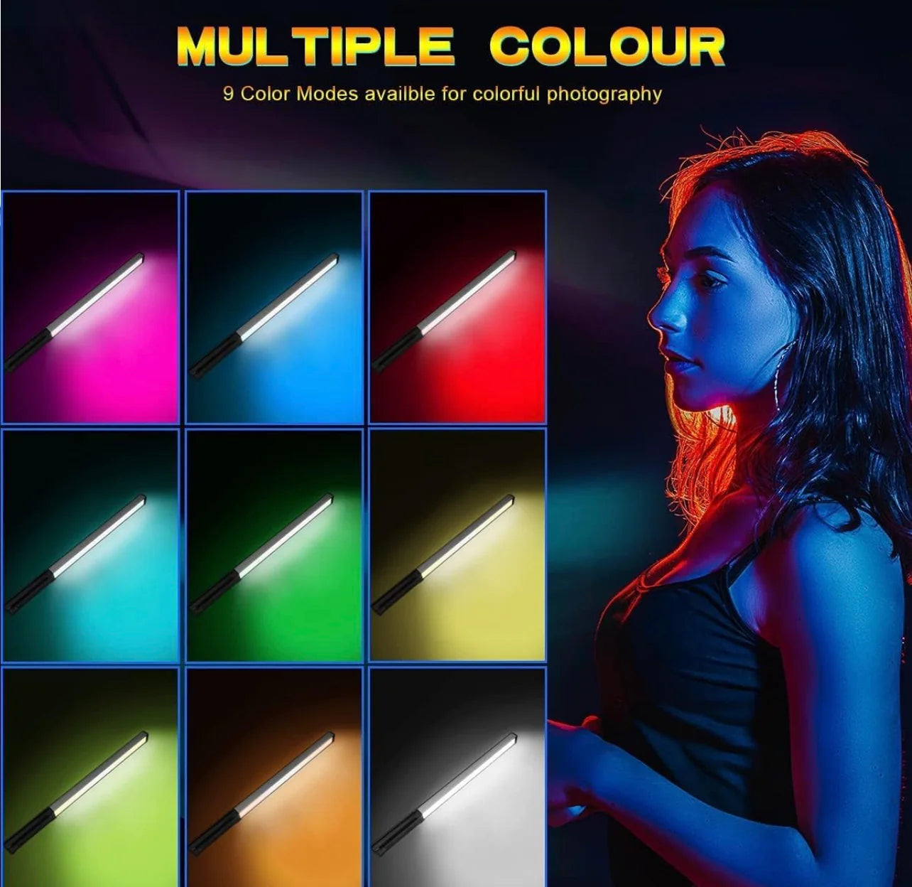 RGB Stick Light | 24W Power | CCT 2500K-9900K | 5200mAh Battery | 24 Effects