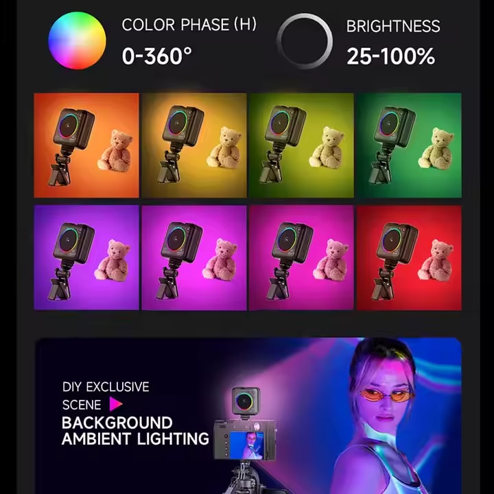 SUPERNIC D12s Mini Pocket LED Fill Light – 80 Beads, Adjustable 2500K-9000K, Type-C Rechargeable, High CRI >95